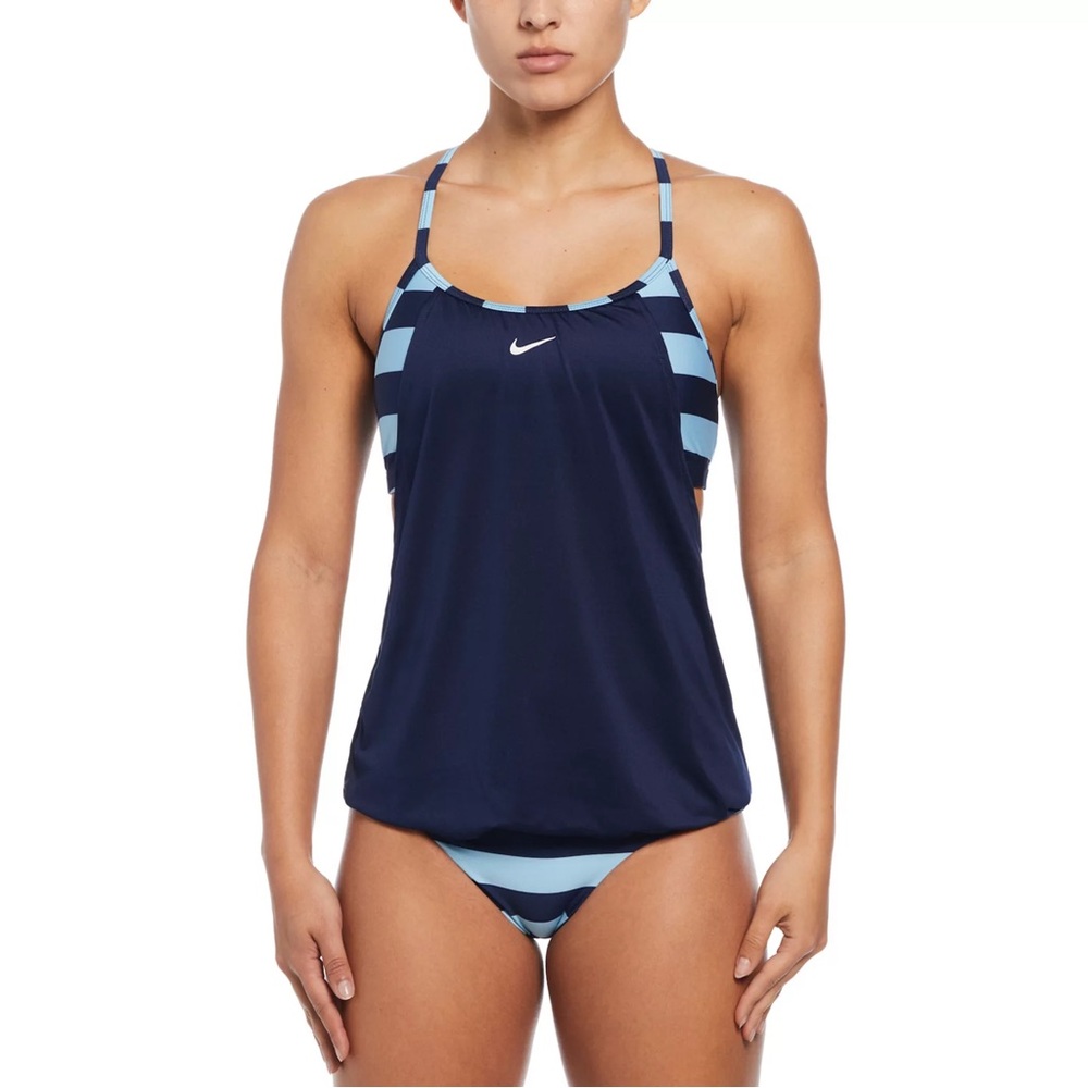 NWT! Nike Swim blue stripes tankini (top only)